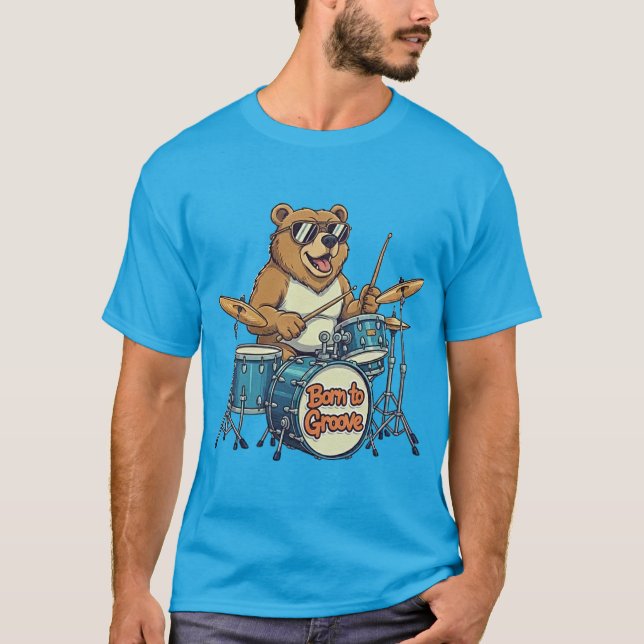 Camiseta Funny Drummer Bear Born To Groove (Anverso)