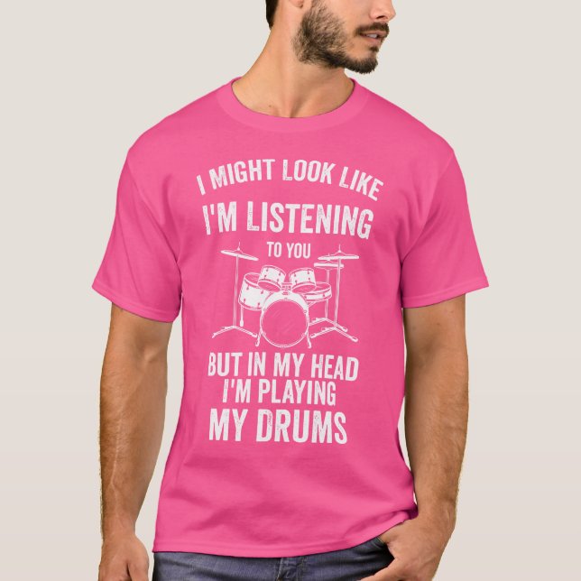 Camiseta Funny Drummer Design para hombres mujeres tamboreo (Anverso)