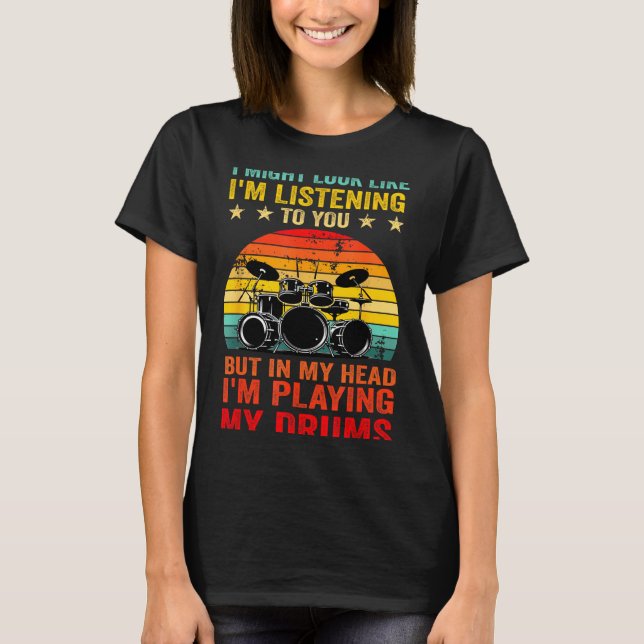 Camiseta Funny Drummer Men Women Drumline Drumming Musical  (Anverso)