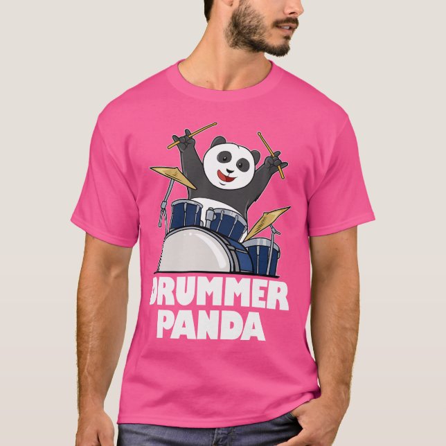 Camiseta Funny Drummer Panda Teddy Bear Músico Battend Ba (Anverso)