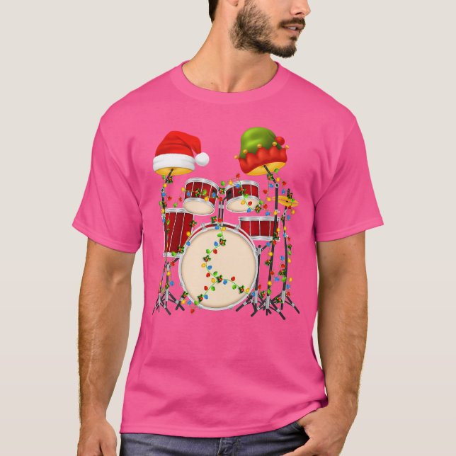 Camiseta Funny Drumming Santa Hat Drums Funny Drummer Chris (Anverso)