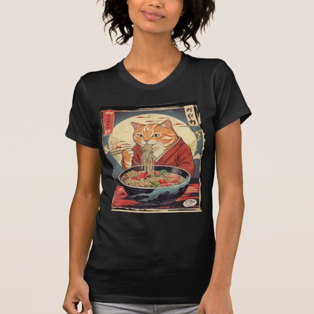 Camiseta Funny Duck Eating Ramen Japanese Ukiyo-e Style (Anverso)