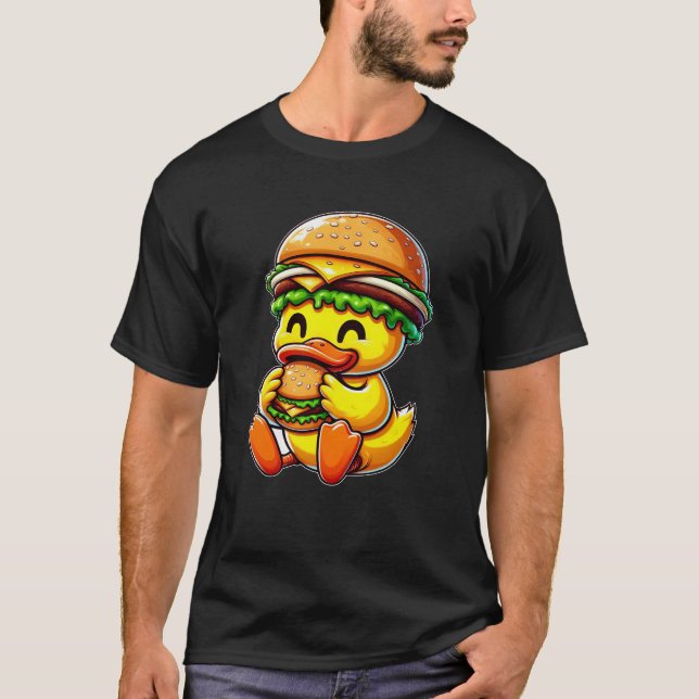 Camiseta Funny duck hamburguesa comida rápida cheeseburger  (Anverso)