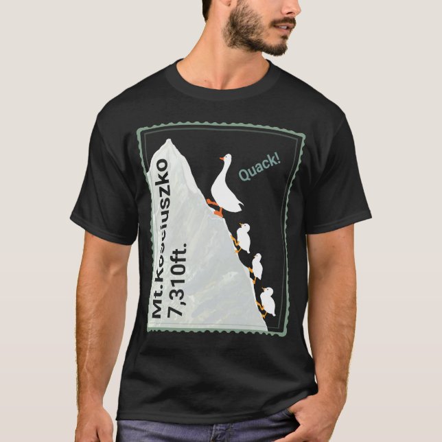 Camiseta funny ducks climing Mt. Kosciuszko. Quack! (Anverso)