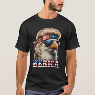 Camiseta Funny Eagle Merica 4 de Julio Blonde Wig Mullet Fu