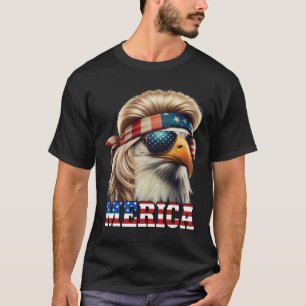 Camiseta Funny Eagle Merica 4 de Julio Blonde Wig Mullet Fu