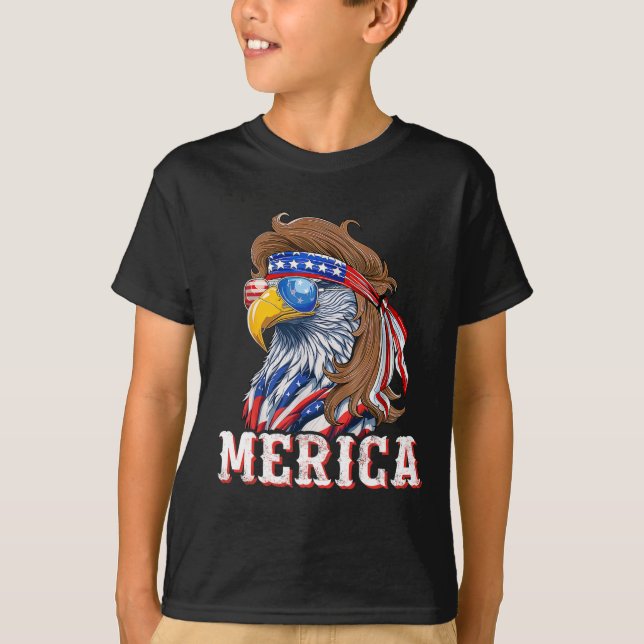 Camiseta Funny Eagle Mullet 4th Of July Usa American Flag M (Anverso)
