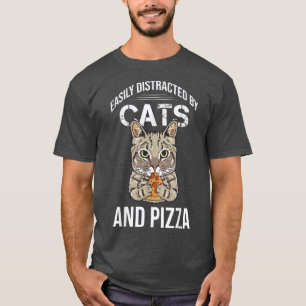 Camiseta Funny Easily Distracted By Cats And Pizza Lovers C
