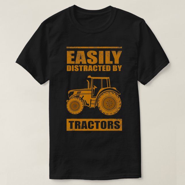 Camiseta Funny Easily Distracted By Tractors Gift Cool Farm (Diseño del anverso)
