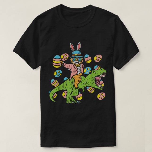 Camiseta Funny Easter Bunny Riding T-Rex (Diseño del anverso)