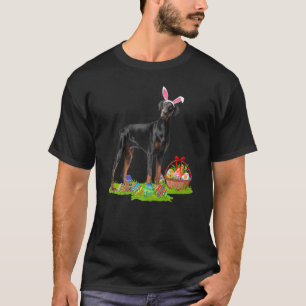 Camiseta Funny Easter Egg Hung Bunny Doberman Pinscher D