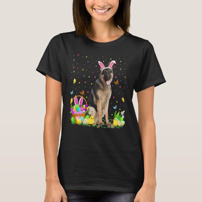 Camiseta Funny Easter Egg Hunting German Shepherd Dog Easte (Anverso)