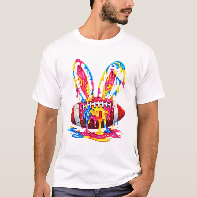 Camiseta Funny Easter Football Bunny Ears Paint Drip Graphi (Anverso)