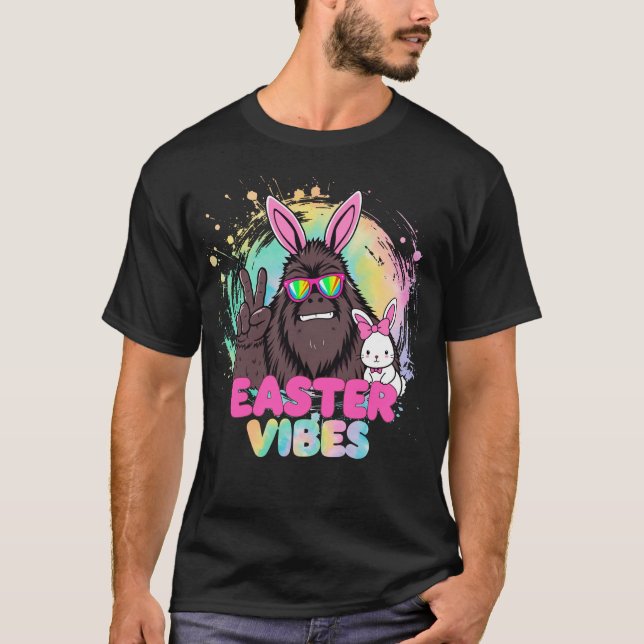 Camiseta Funny Easter Vibes Bigfoot Bunny Ears Sasquatch (Anverso)