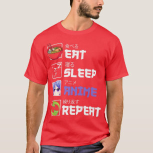 Camiseta Funny  Eat Sleep Anime Repeat Anime Japan Manga Gi
