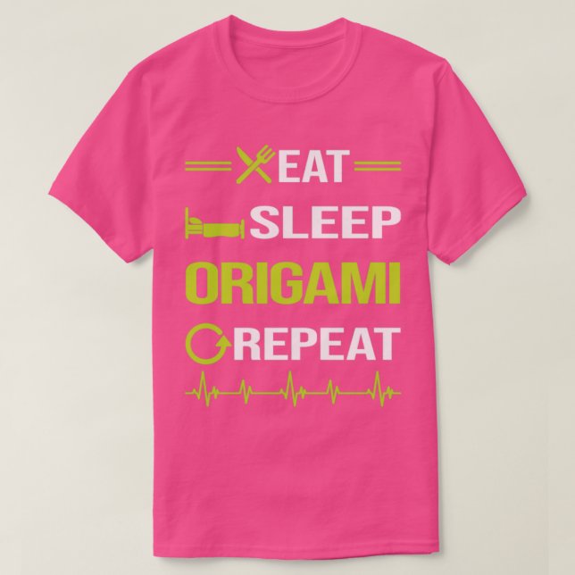 Camiseta Funny Eat Sleep Repeat Origami (Diseño del anverso)