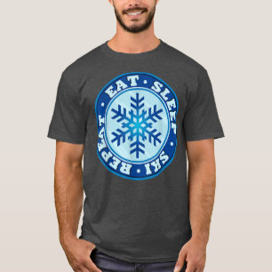 Camiseta Funny Eat Sleep Ski Repetir Esquí Esquí Snowboard