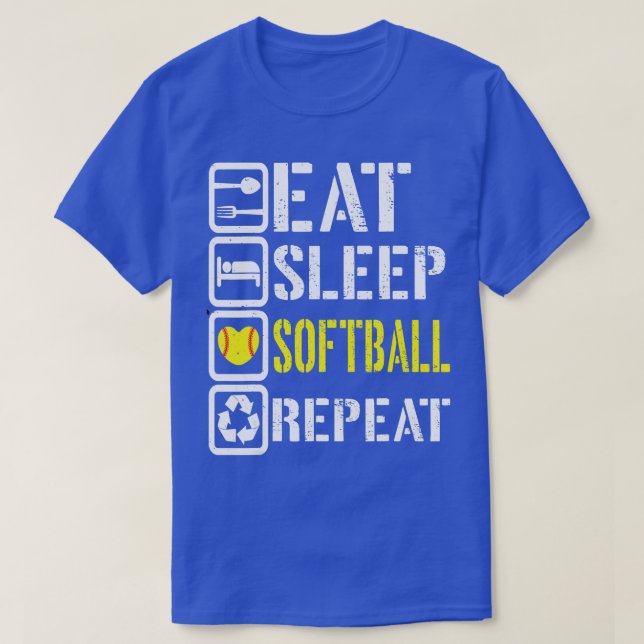 Camiseta Funny Eat Sleep Sofball Repetir a los jugadores de (Diseño del anverso)