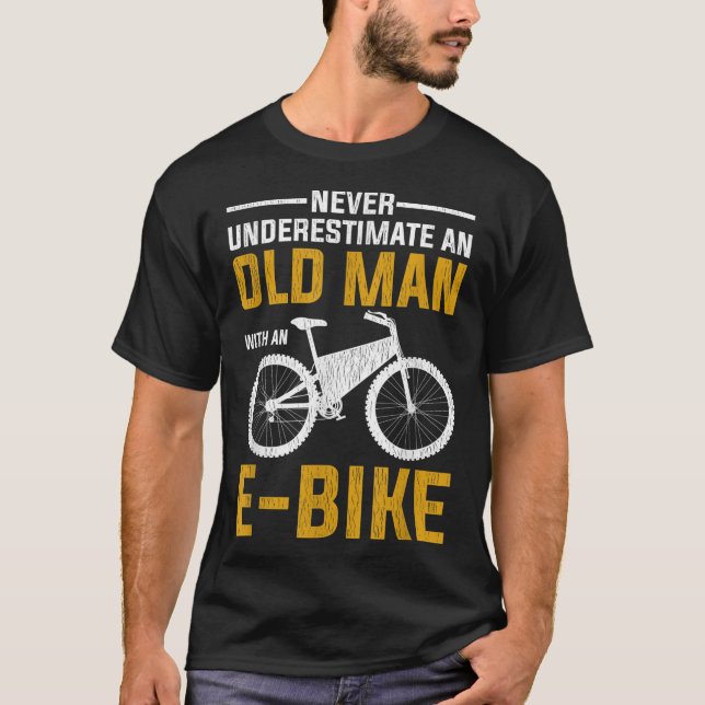 Camiseta Funny Electric Bike Design Old Man With A E-Bike (Anverso)