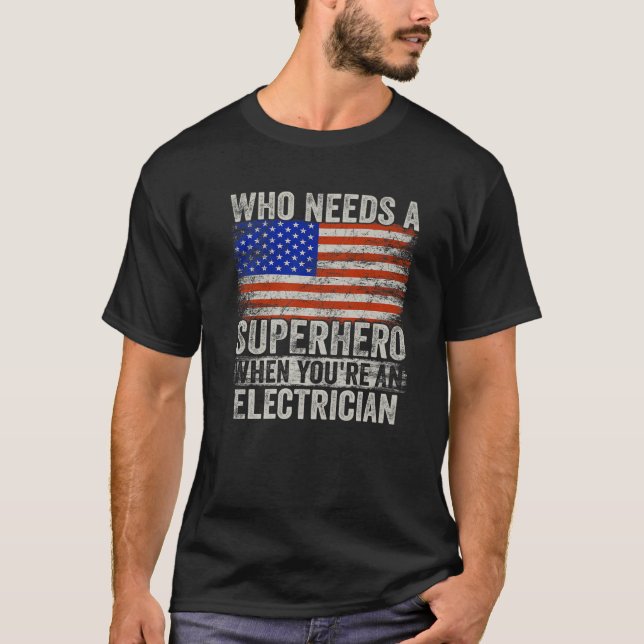 Camiseta Funny Electrista Superhéroe Vintage Tee Para Hombr (Anverso)