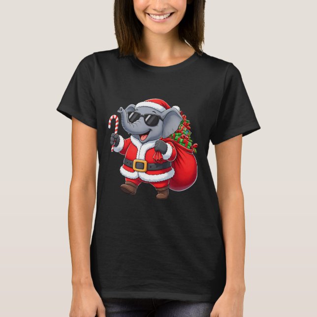 Camiseta Funny Elephant Christmas Santa Outfit Xmas Boys Gi (Anverso)