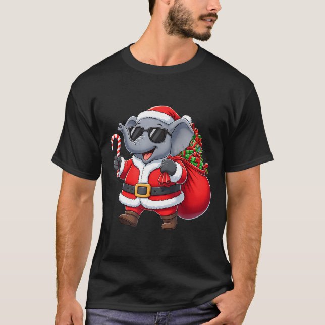 Camiseta Funny Elephant Christmas Santa Outfit Xmas Boys Gi (Anverso)