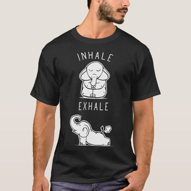 Camiseta Funny Elephant Inhale Ehale Yoga friends (Anverso)