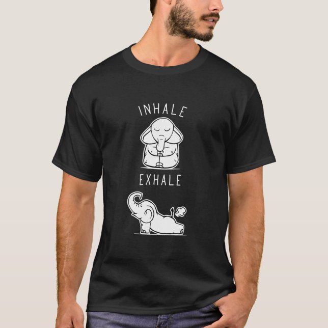 Camiseta Funny Elephant Inhale Exhale Yoga Fitted V-Neck (Anverso)