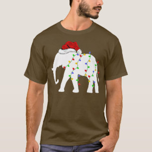 Camiseta Funny Elephant Lover Xmas Lights Santa Elephant Ch