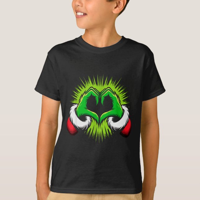 Camiseta Funny Elf Heart Hands Love Christmas  (Anverso)