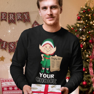 Camiseta Funny Elf Naughty o Nice List su elección
