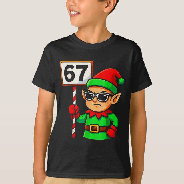 Camiseta Funny Elf Six Seven 6 7 Meme Christmas Costume 67  (Anverso)