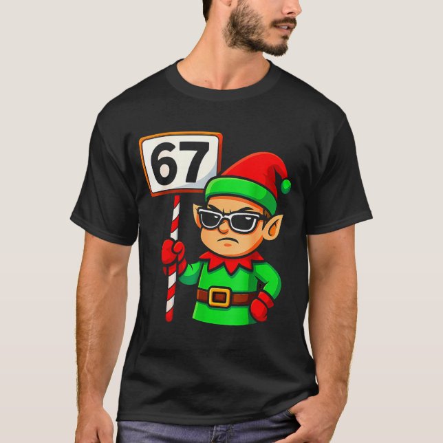 Camiseta Funny Elf Six Seven 6 7 Meme Christmas Costume 67  (Anverso)