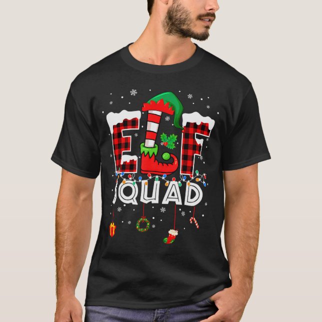 Camiseta Funny Elf Squad Christmas Family Matching Pajamas  (Anverso)