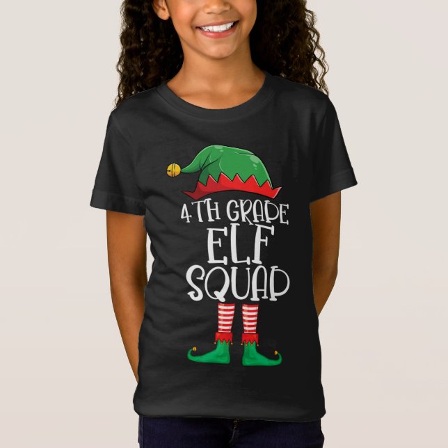Camiseta Funny Elf Squad de cuarto grado Navidades profesor (Anverso)