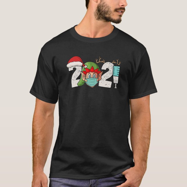 Camiseta Funny Elf Wearing de Merry Quarantine Navidades 20 (Anverso)