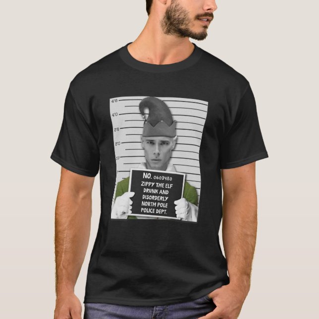 Camiseta Funny elfo de la prisión Mugshot arrestado en Navi (Anverso)