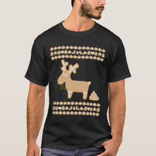 Camiseta Funny Emoji de Gingerbread Deer Poop Navidades feo