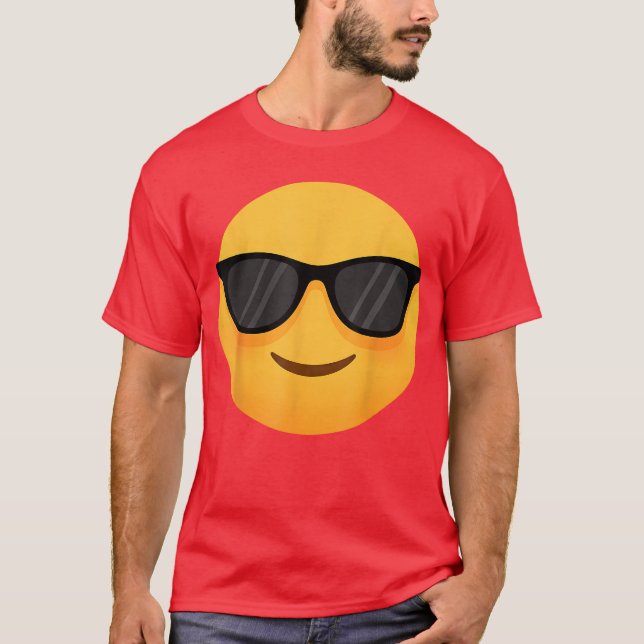 Camiseta Funny Emoticon Cool Smiling Face with Sunglasses f (Anverso)