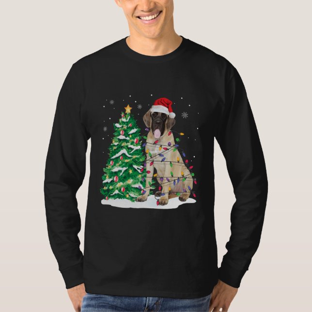 Camiseta Funny English Mastiff Christmas Lights Shirt (Anverso)