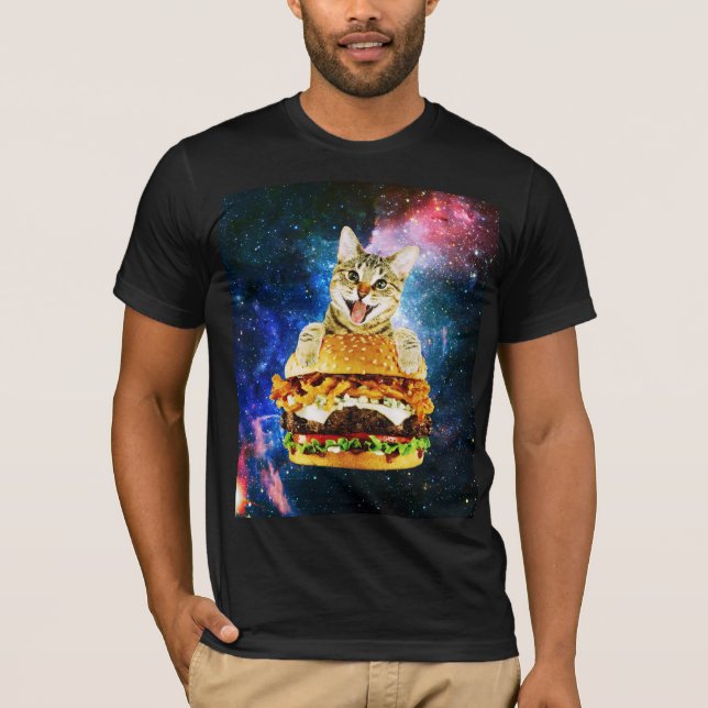 Camiseta Funny espacio para gatos de hamburguesas (Anverso)