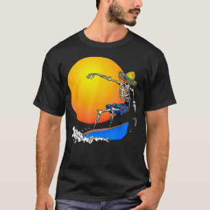Camiseta Funny Esqueleto Mexicano de Surf Sombrero