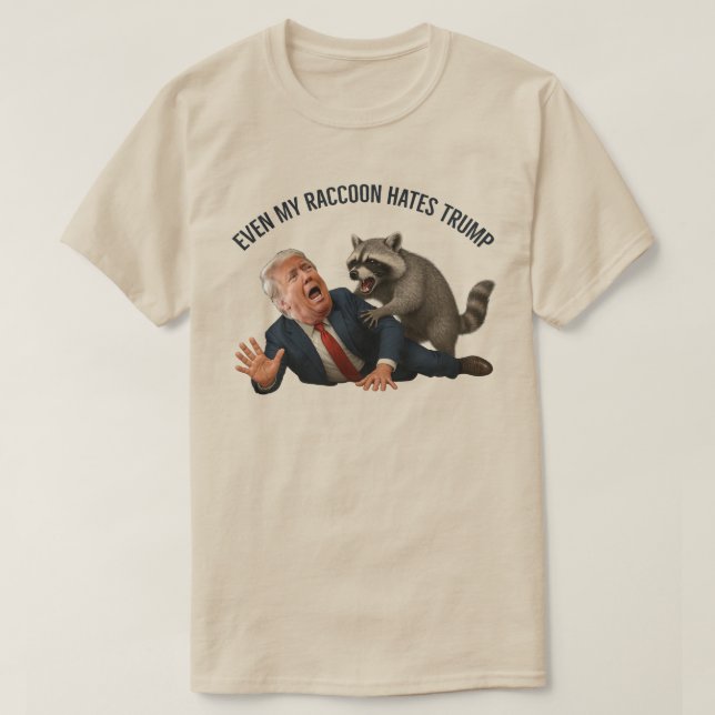 Camiseta Funny Even My Raccoon Loves Trump 2025 Anti-Trump  (Diseño del anverso)