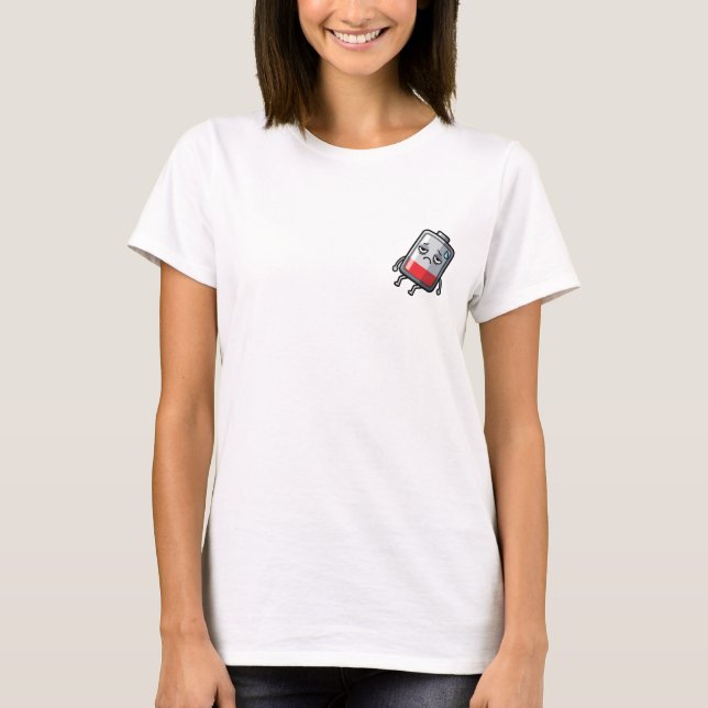 Camiseta Funny Exhausted Low Battery Cartoon (Anverso)