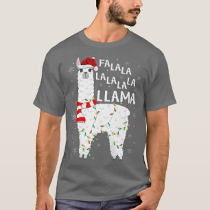 Camiseta Funny Fa La La Llama Xmas Lights Santa Hat Llama C