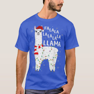 Camiseta Funny Fa La Llama Xmas enciende Santa Hat Llama C