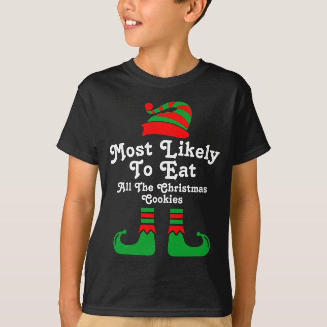 Camiseta Funny Family Christmas Most Likely To Elf  (Anverso)