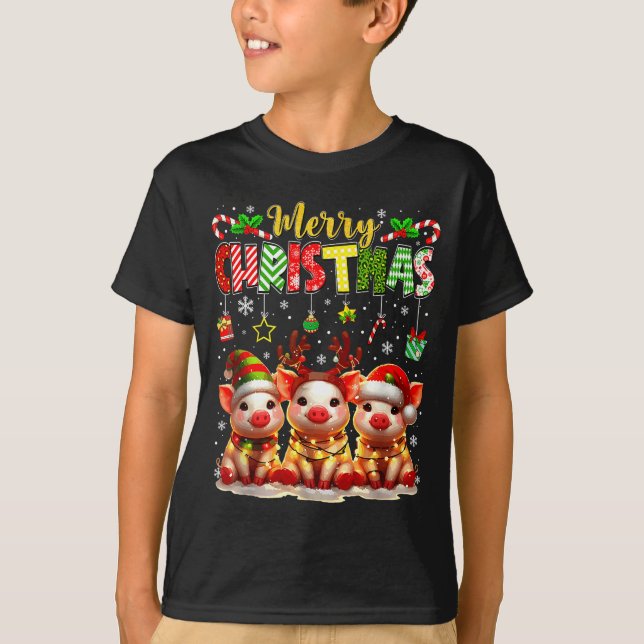 Camiseta Funny Farmer Merry Christmas Reindeer Santa Gs Fam (Anverso)