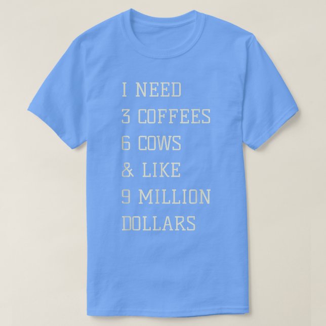 Camiseta Funny Farmer Quote I Need 3 Coffees 6 Cows , Lover (Diseño del anverso)