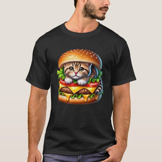 Camiseta Funny Fast Food Cat Burger Lover Cute Cats Cheeseb (Anverso)